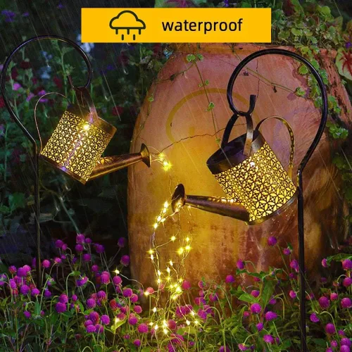 Vista 5 de B-Best Luces Solares para Exteriores Decoraciones de Jardín, Luz de Paisaje en Forma de Regadera Farol Colgante Grande, Decoración de Patio Exterior