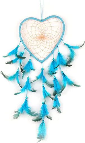 Vista 4 de Atrapasueños en forma de corazón para decoración de pared, cuentas de plumas para colgar en la pared, atrapasueños para decoración de habitación