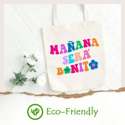 Vista 4 de SAUIVD Bolsa de lona Manana-Sera' Hermosas Flores Bolsos de Algodón Bolso de Hombro Moda Bolsa de Compras Reutilizable Bolsa de Comestibles