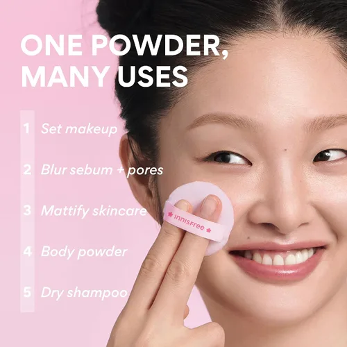 Vista 9 de innisfree Polvo mineral mate sin sebo, polvo de ajuste suelto coreano para desenfoque, control de brillo, sin fragancia