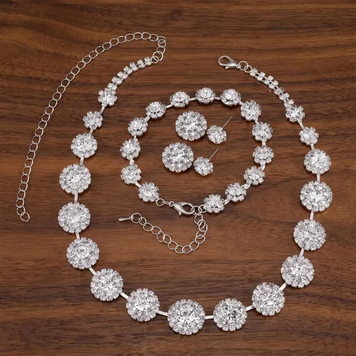 Vista 2 de Conjuntos de joyas de boda para mujer, collar de diamantes