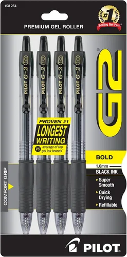 Vista 2 de Bolígrafos Pilot G2 prémium, con bola de tinta de gel y retráctiles, Colores Variados Paquete de 4