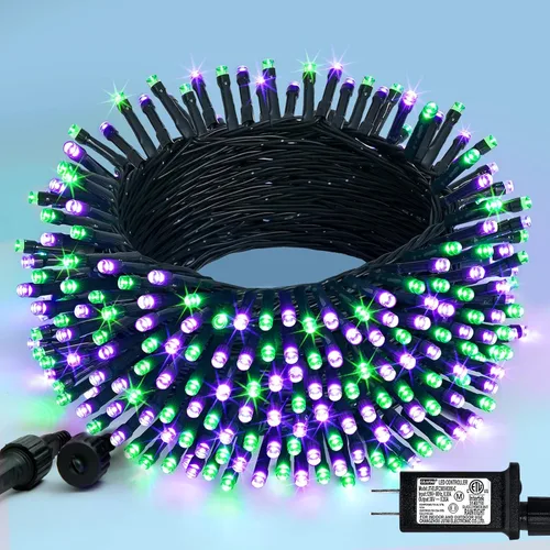 Vista 24 de JMEXSUSS Guirnalda de luces de Navidad de 200 LED azules y blancas, 66 pies, de exterior, expansible, para árbol, fiesta o decoración de hogar