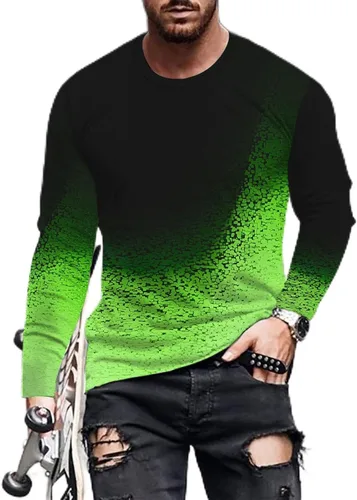 Vista 6 de Big and Tall Tshirts Shirts for Men Graphic Tees Casual Contrast Color Crewneck Shirt Long Sleeve Loose Pullover