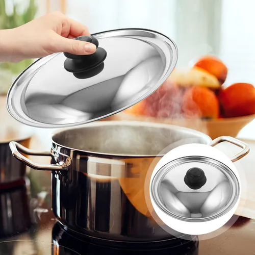 Vista 5 de Hemoton Tapa universal de 10.2 pulgadas (10.2 in) para olla, tapa de sartén de acero inoxidable, tapa de olla y sartén para cocina