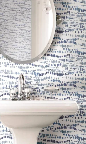 Vista 2 de RoomMates RMK11761RL - Papel tapiz de líneas punteadas azul marino y blanco, rollo
