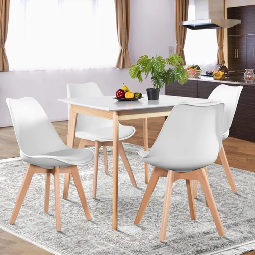 Vista 2 de Homy Casa Juego de sillas de comedor modernas de mediados de siglo, sillas de cocina con cojín de piel sintética suave y patas de madera, sillas