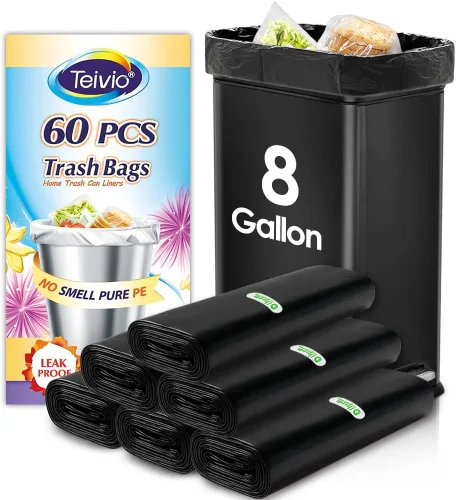 Vista 15 de Bolsas de basura fuertes de 1.2 galones, 220 unidades, bolsas de basura para baño, bolsas de plástico pequeñas para la oficina en casa, cocina, se