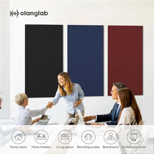 Vista 4 de Olanglab Paquete de 2 paneles acústicos, paneles de sonido grandes de 48 x 24 pulgadas, paneles de espuma a prueba de sonido envueltos en tela