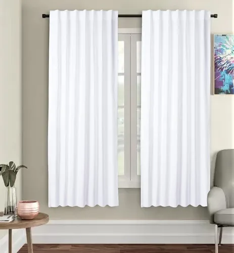 Vista 6 de Cortinas blancas de 84 pulgadas de largo, juego de 2 cortinas de algodón con pestaña trasera de pato para granja, sala de estar, dormitorio, ducha