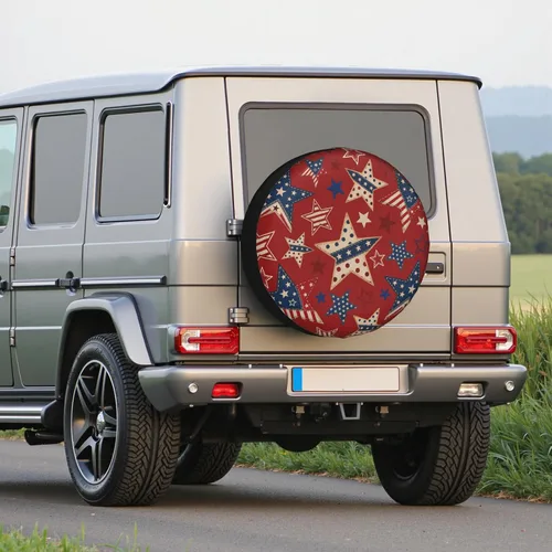 Vista 3 de Spare Tire Cover Vintage American Flag for Rv Trailer American Stars Red