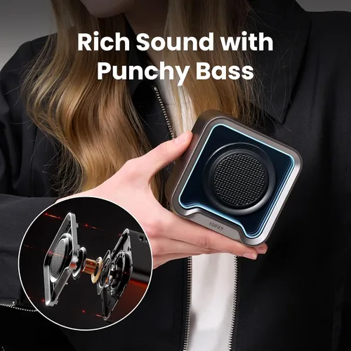 Vista 2 de Edifier Altavoz Bluetooth portátil, IP67 impermeable y a prueba de polvo con graves profundos, micrófono integrado 12 horas de reproducción