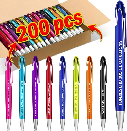 Vista 14 de Lincia 100 piezas de bolígrafos con versículos bíblicos, lote de bolígrafos retráctiles de punta media con tinta negra, regalos de inspiración