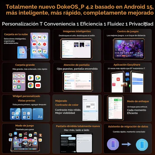 Vista 9 de Blackview Tableta rugosa de 9 pulgadas, Android 15 impermeable Gemini AI Negro