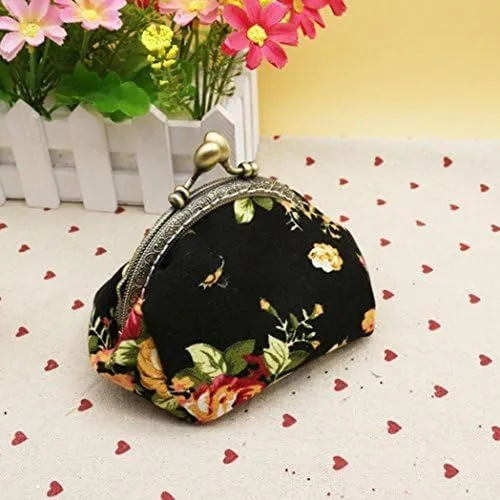 Vista 2 de Toraway - Cartera mini monedero vintage patrón floreado para mujer Negro 4331331464