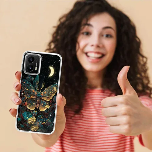 Vista 6 de Funda transparente para Motorola Moto G Stylus 5G 2023 con patrón de polilla de mariposa para mujeres y hombres, doble capa híbrida de poliuretano