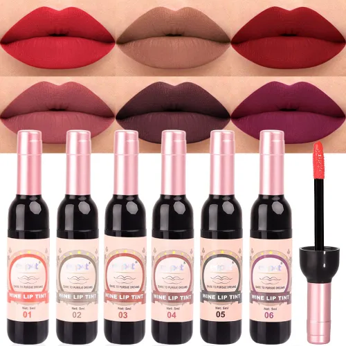 Vista 12 de evpct Juego de 6 labiales líquidos mate en colores oscuros negro, azul, verde, púrpura, rosa y rojo para mujeres, juego de maquillaje de tinte