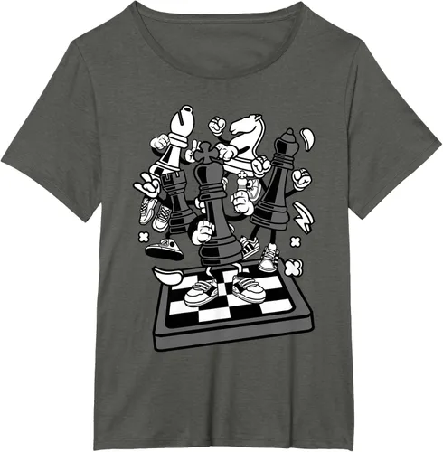 Vista 62 de Figura cómica Camiseta de tablero de ajedrez jugador de ajedrez Azul Marino