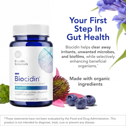 Vista 2 de Biocidin Capsules – Disruptor de Biopelícula – Apoya la Limpieza de Desintoxicación Intestinal, Equilibrio Microbiano Saludable, Función Inmunitaria