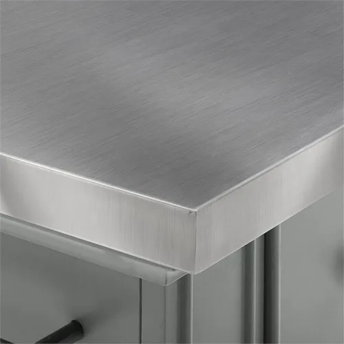 Vista 9 de Pemberly Row Isla de cocina de madera/acero inoxidable de transición en gris/cromo