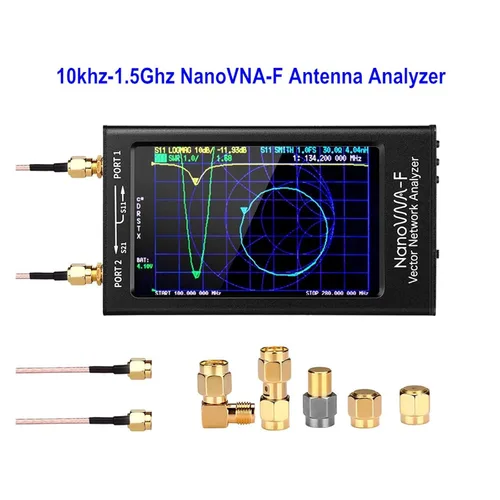 Vista 7 de Spectrum Analyzer, 10khz-1.5Ghz NanoVNA-F VNA HF VHF UHF Vector Network Antenna Analyzer 4.3 Inch IPS LCD Metal Case V3.1 Version Stylus