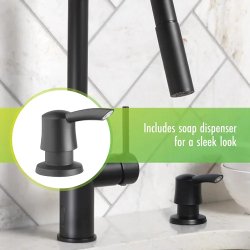 Vista 9 de Homewerks 55-K821S-MB-T - Pulverizador desplegable para grifo de cocina sin contacto manos libres, simple, instalación de 2, 3 o 4 agujeros, negro