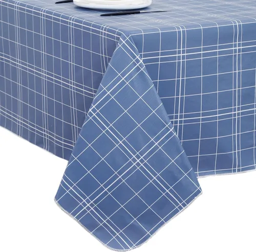Vista 38 de Mantel de vinilo resistente con reverso de franela, mantel de plástico impermeable a prueba de aceite, resistente a las manchas, limpiable, cubierta