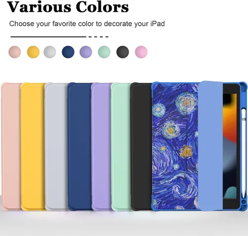 Vista 7 de OKP Funda para iPad de 9ª/8ª/7ª generación (2021/2020/2019), iPad de 10.2 pulgadas con soporte triple, funda delgada para iPad de 9/8/7