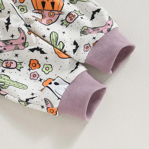 Vista 57 de YINGISFITM Conjunto de camisa de calabaza de Halloween para bebé, niña, niño, sudadera y pantalones para otoño e invierno