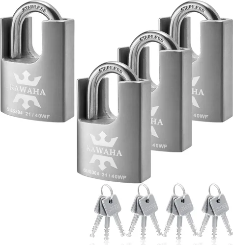 Vista 12 de 21/40-2PS Candado con Funda de Acero Inoxidable de Alta Seguridad con Llave de Acero Inoxidable para Uso en Interior y Exterior