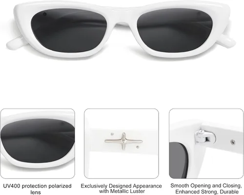 Vista 4 de SOJOS Gafas de sol polarizadas de moda ojo de gato angostas para mujer retro lindos tonos SJ2284