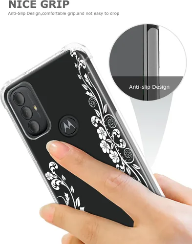 Vista 6 de Funda transparente floral para Moto G Power 2022/Moto G Pure para mujeres/niñas, bonita funda de teléfono, diseño de flores, delgada, suave