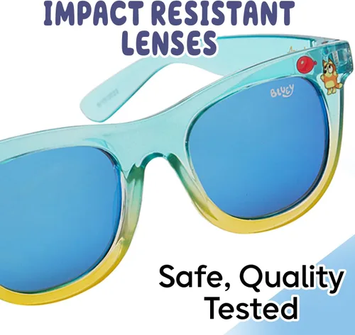 Vista 2 de Bluey - Lentes de sol para niños pequeños, cómodos lentes de sol Bluey con protección UV, tamaño pequeño con funda de transporte suave, accesorios