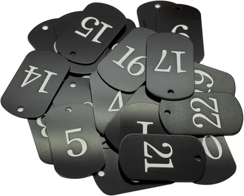 Vista 7 de Etiquetas numeradas de aluminio para identificación (1-10, negro)