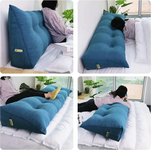 Vista 3 de Almohada WOWMAX grande de apoyo con forma triangular, almohada con forma de cuña para respaldo o lectura, cabecero para el día de la Madre