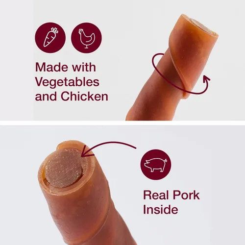 Vista 3 de SmartBones - Twist Sticks rellenos con cerdo, 6 unidades, 6.9 onzas, masticables sin piel para perros hechos con pollo real y cerdo real