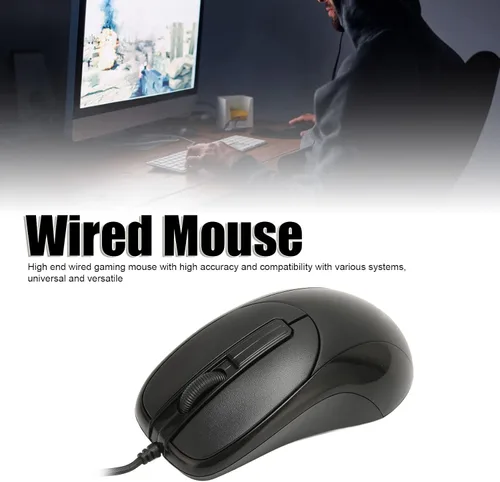 Vista 2 de Diyeeni Mouse con cable, mouse para juegos, mouse ergonómico de 3 botones con interfaz PS2, cable de 55.1in, mouse para juegos de deportes