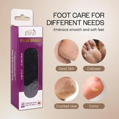 Vista 7 de PANA 40 piezas de recambio de archivo Pedi grande negro para lima de pies de acero inoxidable para lijar raspador de pies, almohadillas de recambio