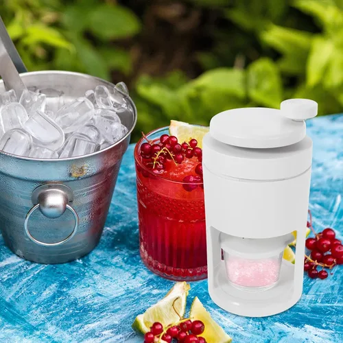 Vista 5 de VALICLUD Manual Crushed Ice Machine with Detachable Ice Mold for Home Use Suitable for Slushies and Snow Cones White 27×15×13.6cm