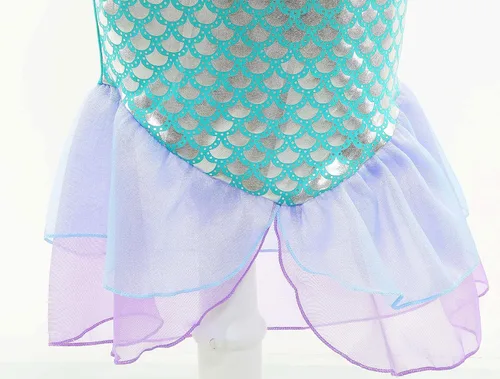 Vista 6 de Princess Mermaid Costume for Little Girls Toddler dress up with Red Wig Accessories Birthday Party Holiday