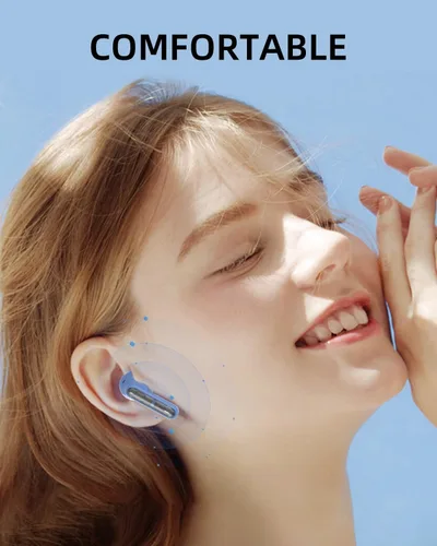 Vista 7 de Auriculares inalámbricos azules P1 PRO, auriculares inalámbricos Bluetooth con micrófonos de llamada clara, ajuste cómodo, IPX7 impermeable, batería