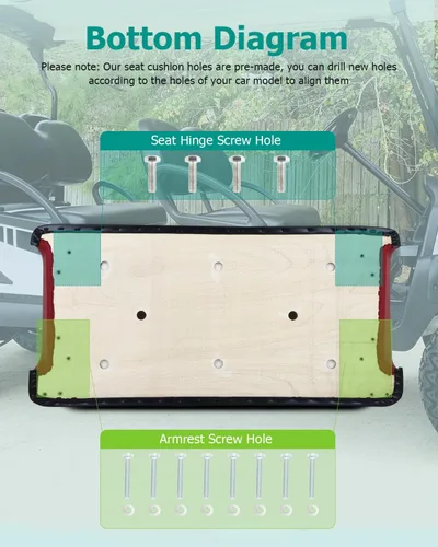 Vista 7 de Cojines de Reemplazo para Asiento Delantero para Club Car DS, Asiento con Cojín para Carrito de Golf para Club Car DS Ensamble de Asiento Delantero