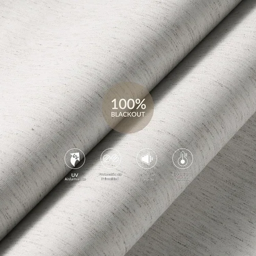 Vista 4 de Boolegon - Persianas enrollables opacas sin cordones para ventanas, color beige, tamaño personalizado Persianas de lino con cenefa, tela aislante