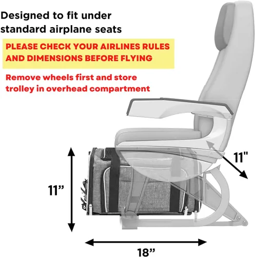 Vista 6 de Ruff Life 101 Transportín de Mascotas Premium Expandible con Ruedas Aprobado por Aerolíneas - Transportín Rodante Expandible de Dos Lados - Diseñado