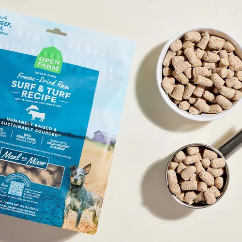 Vista 4 de Open Farm - Comida para perros cruda liofilizada, receta de carne criada humanamente con superalimentos sin OMG y sin sabores artificiales ni