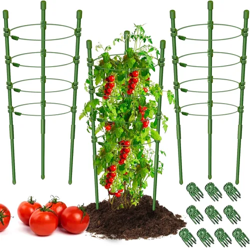 Vista 16 de Legigo Paquete de 3 jaulas de soporte para plantas, jaulas de tomate para jardín, estacas ajustables de 18 pulgadas para plantas enrejadas, anillos