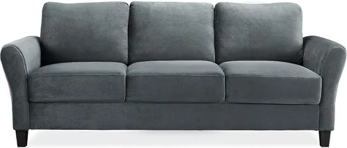 Vista 3 de Studio Living Watford - Sofá de 80.3 pulgadas, estilo tradicional, comodidad de bobina de bolsillo, patas negras, tela de microfibra, gris oscuro