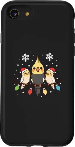 Vista 18 de Bird Cockatiel Holiday Trio Perched Cartoon Cheer Case for iPhone 16