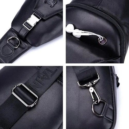 Vista 58 de LUKZIJAES Bolso bandolera de cuero genuino para hombre