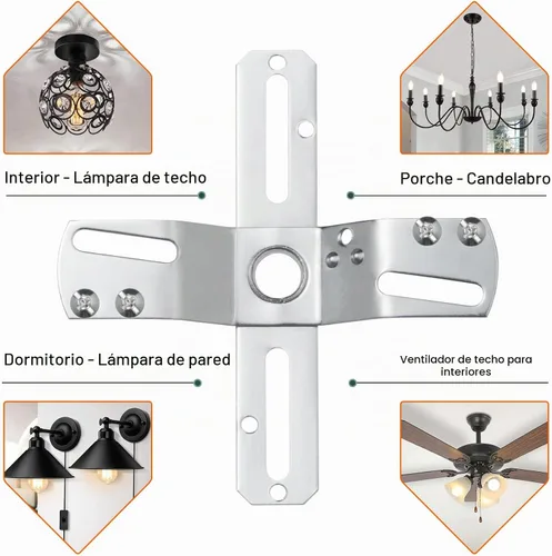 Vista 5 de Qc Soporte de montaje para lámpara de techo [versión mejorada], soporte de montaje de ventilador de techo, piezas universales de lámpara